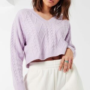 3/$45 Ardene Cropped V neck Lilac Sweater